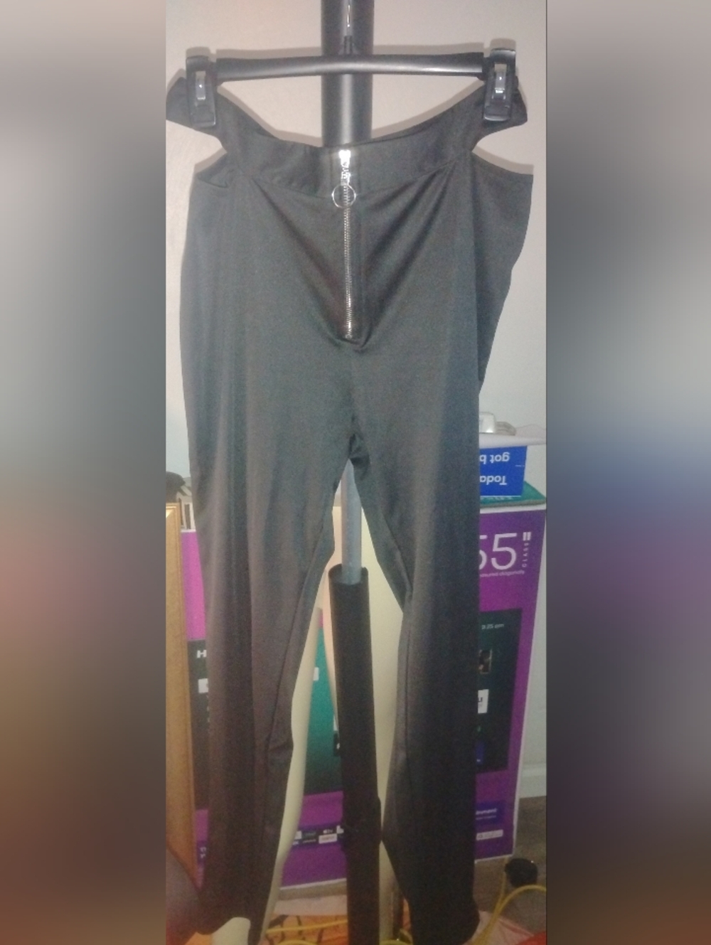 Women Black Zip-Front Performance Pants